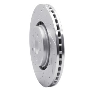Volvo XC90 Brake Rotor (1) - Front Left - R1 Concepts - Drilled & Slotted - Silver - `03-`09